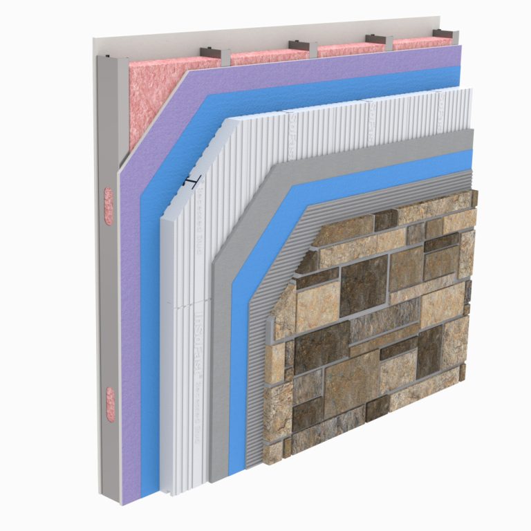 NFPA 285 compliant assemblies-steel framing-adhered stone